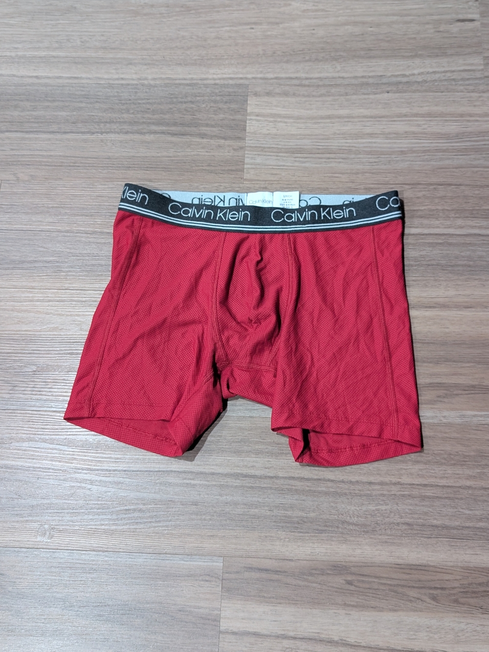 Calvin Klein Red Mesh Boxer Briefs with Black Logo Waistband